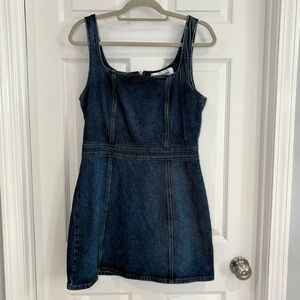 Reformation Square Neckline Mini Denim Jean Sleeveless Parker Dress Women 10